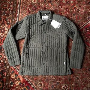 NWT Rains Army Green Quilted Puffer Shirt Jacket